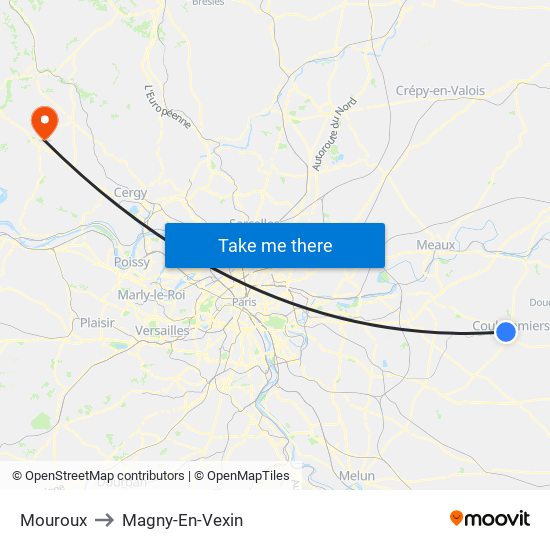 Mouroux to Magny-En-Vexin map