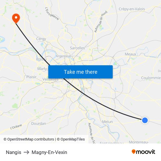 Nangis to Magny-En-Vexin map