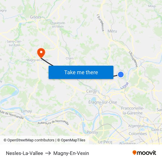 Nesles-La-Vallee to Magny-En-Vexin map