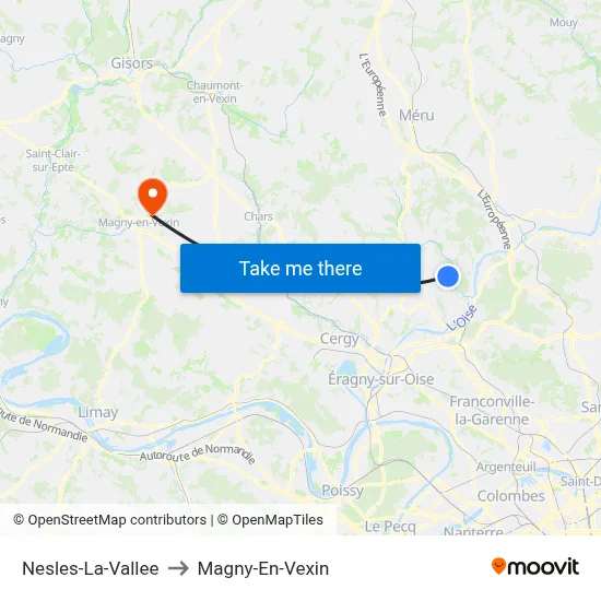 Nesles-La-Vallee to Magny-En-Vexin map