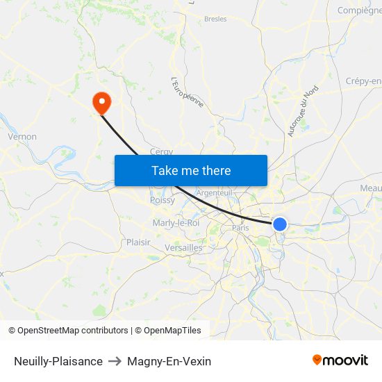 Neuilly-Plaisance to Magny-En-Vexin map