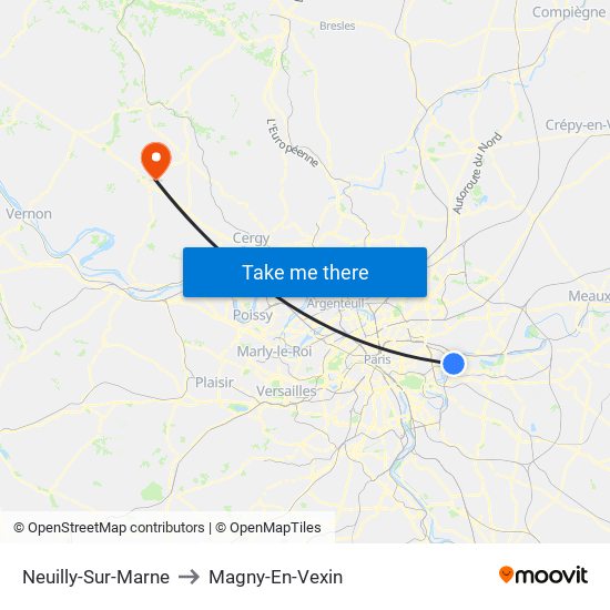 Neuilly-Sur-Marne to Magny-En-Vexin map
