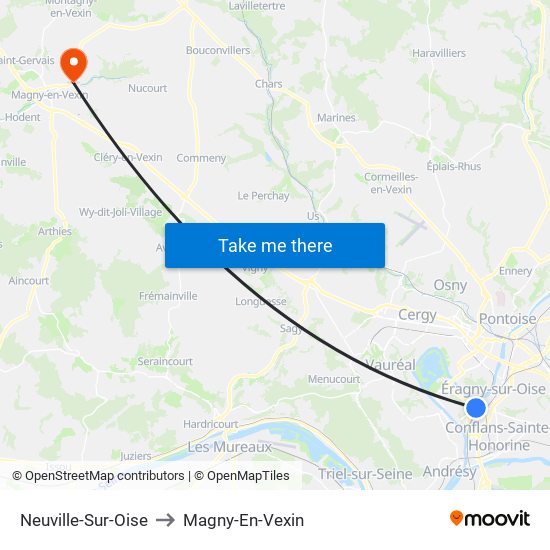 Neuville-Sur-Oise to Magny-En-Vexin map