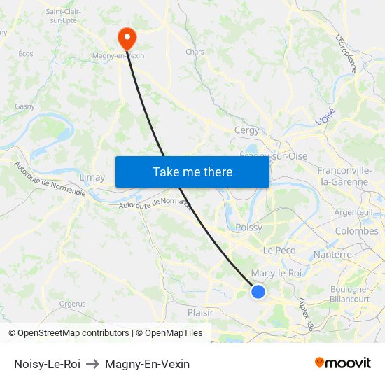 Noisy-Le-Roi to Magny-En-Vexin map