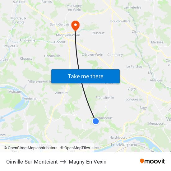 Oinville-Sur-Montcient to Magny-En-Vexin map