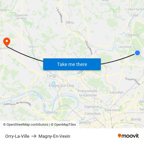 Orry-La-Ville to Magny-En-Vexin map