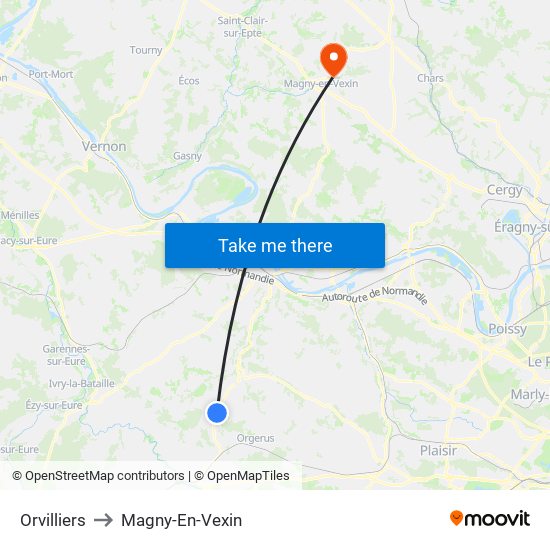 Orvilliers to Magny-En-Vexin map