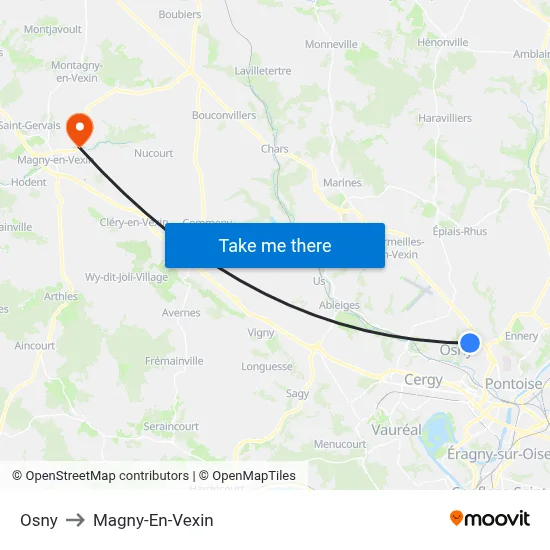 Osny to Magny-En-Vexin map