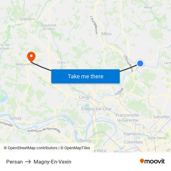 Persan to Magny-En-Vexin map