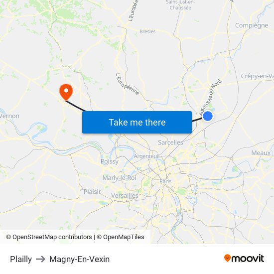 Plailly to Magny-En-Vexin map