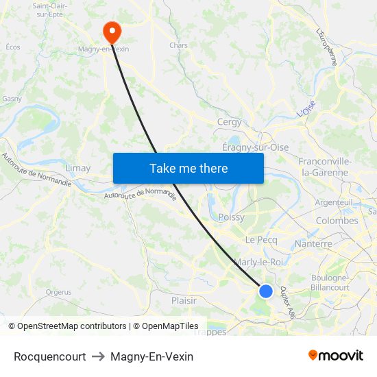 Rocquencourt to Magny-En-Vexin map