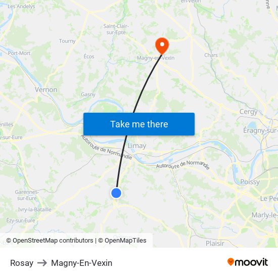 Rosay to Magny-En-Vexin map