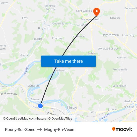 Rosny-Sur-Seine to Magny-En-Vexin map