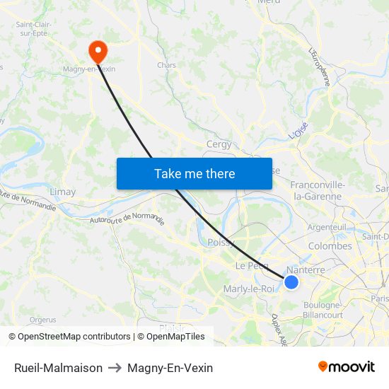 Rueil-Malmaison to Magny-En-Vexin map