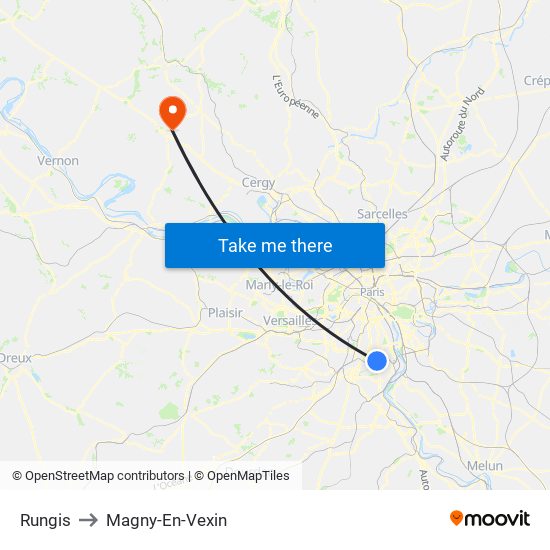 Rungis to Magny-En-Vexin map