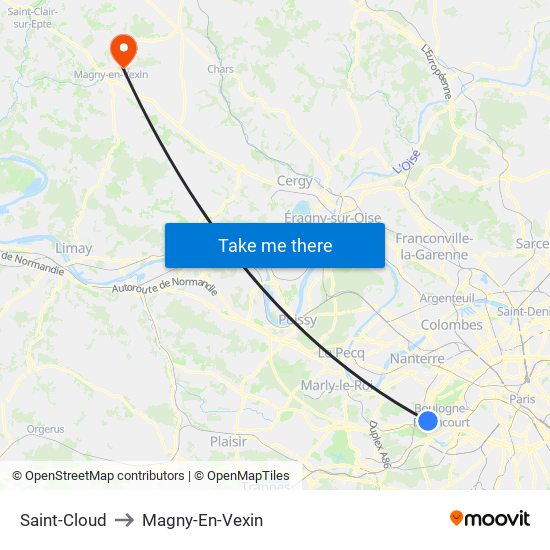 Saint-Cloud to Magny-En-Vexin map