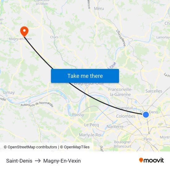 Saint-Denis to Magny-En-Vexin map