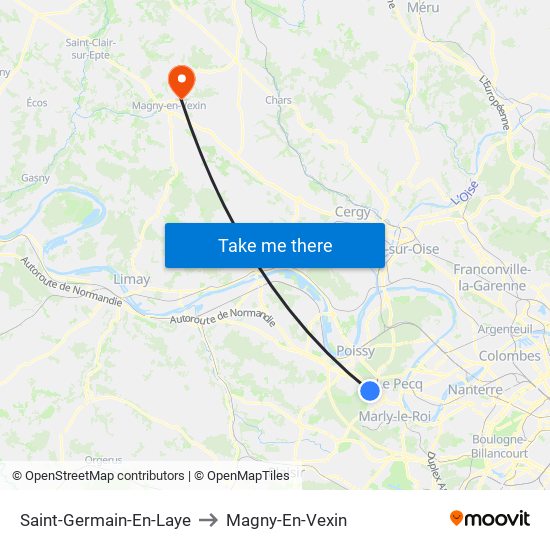 Saint-Germain-En-Laye to Magny-En-Vexin map