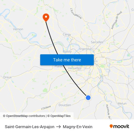 Saint-Germain-Les-Arpajon to Magny-En-Vexin map