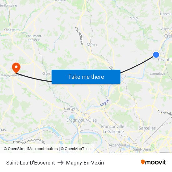 Saint-Leu-D'Esserent to Magny-En-Vexin map