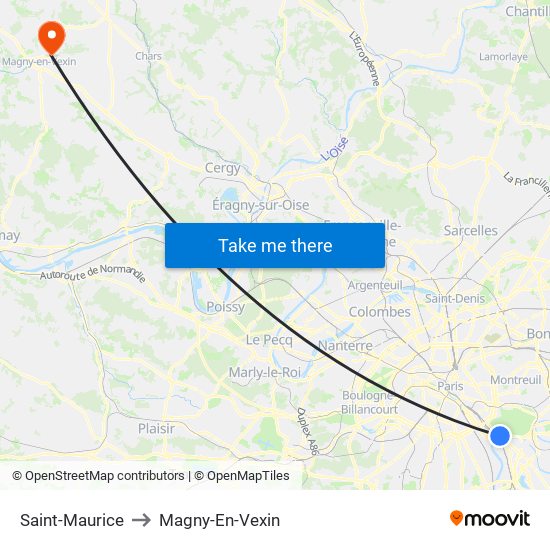 Saint-Maurice to Magny-En-Vexin map