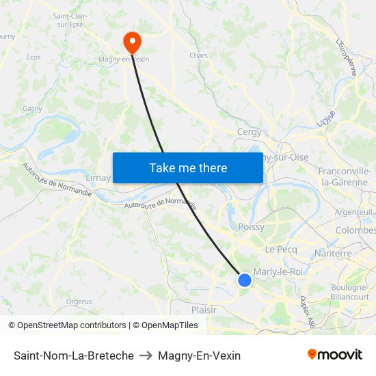 Saint-Nom-La-Breteche to Magny-En-Vexin map