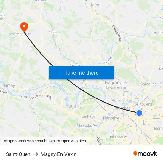 Saint-Ouen to Magny-En-Vexin map