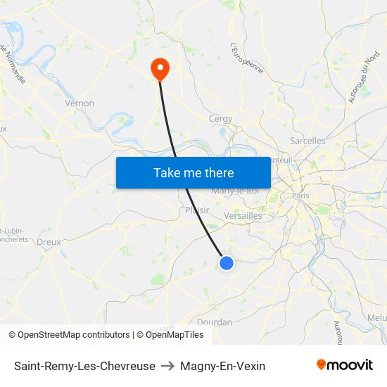 Saint-Remy-Les-Chevreuse to Magny-En-Vexin map