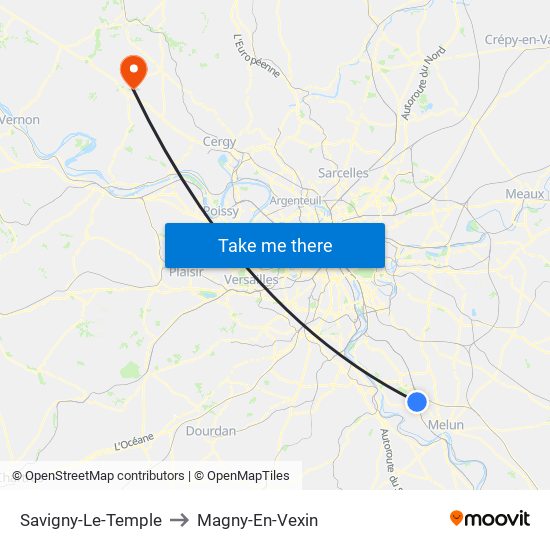Savigny-Le-Temple to Magny-En-Vexin map