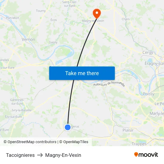 Tacoignieres to Magny-En-Vexin map