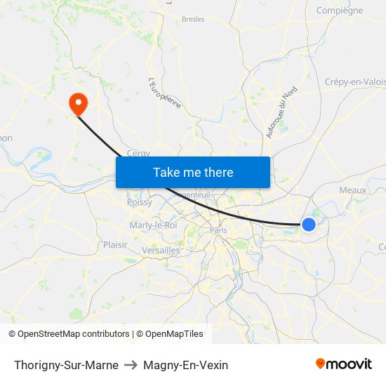 Thorigny-Sur-Marne to Magny-En-Vexin map