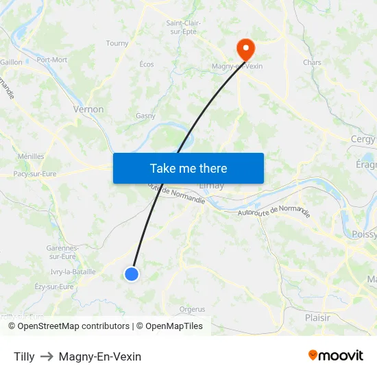 Tilly to Magny-En-Vexin map