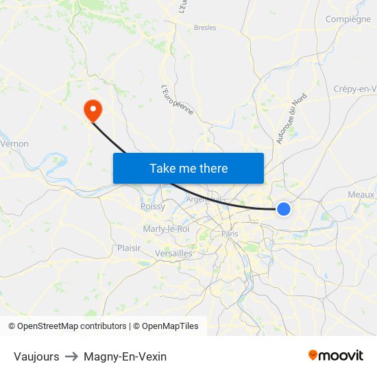Vaujours to Magny-En-Vexin map