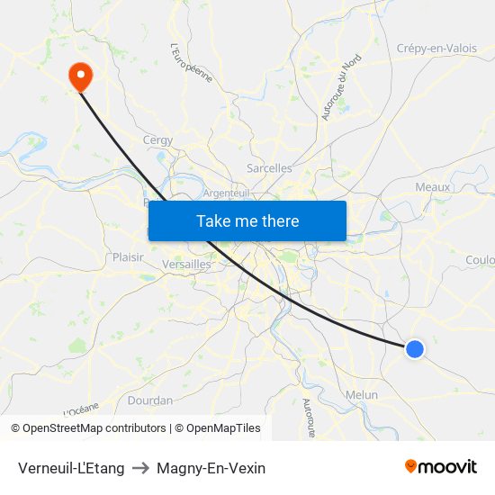 Verneuil-L'Etang to Magny-En-Vexin map