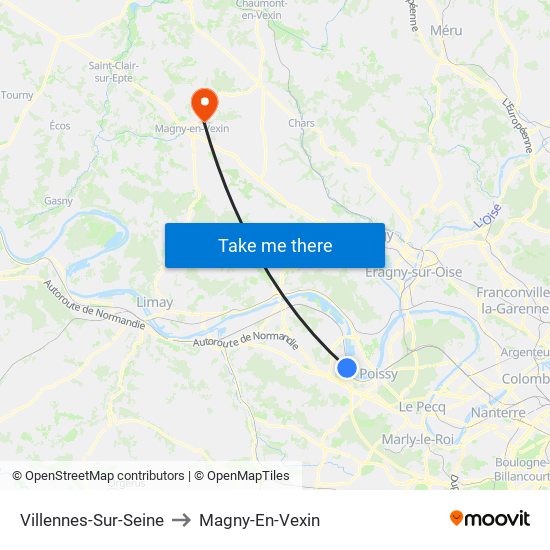 Villennes-Sur-Seine to Magny-En-Vexin map