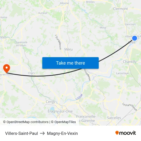 Villers-Saint-Paul to Magny-En-Vexin map