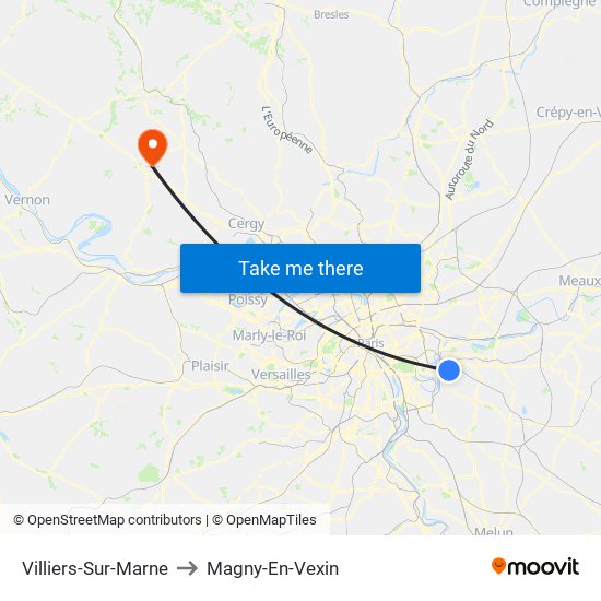 Villiers-Sur-Marne to Magny-En-Vexin map