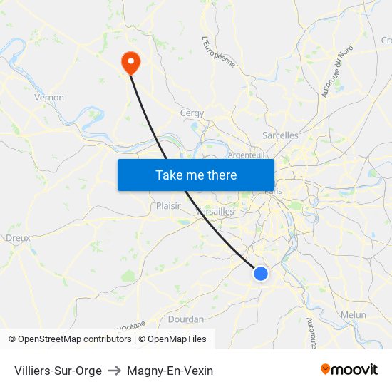 Villiers-Sur-Orge to Magny-En-Vexin map