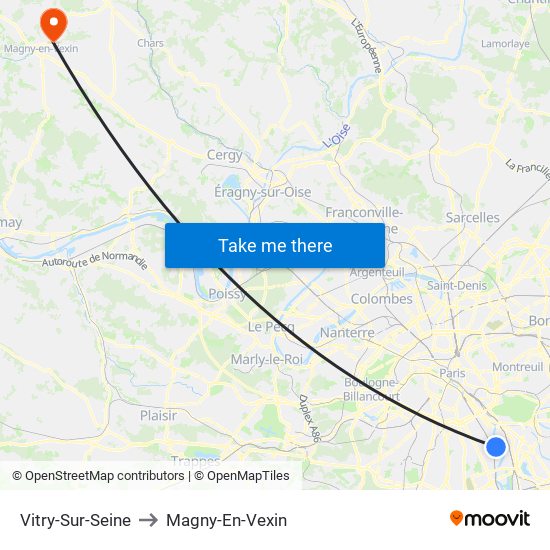 Vitry-Sur-Seine to Magny-En-Vexin map