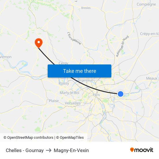 Chelles - Gournay to Magny-En-Vexin map