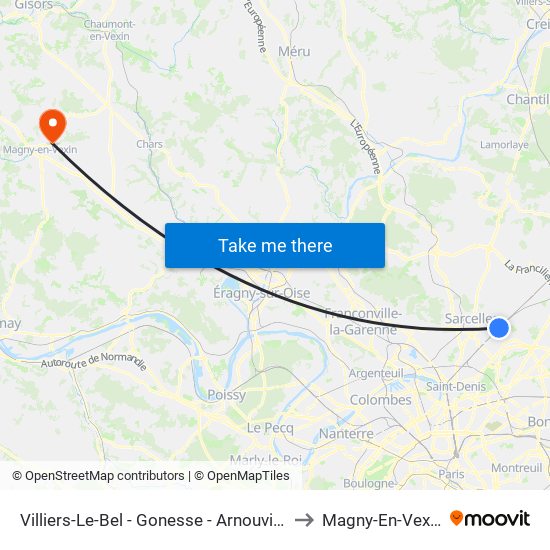 Villiers-Le-Bel - Gonesse - Arnouville to Magny-En-Vexin map