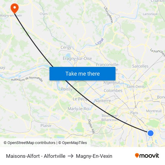 Maisons-Alfort - Alfortville to Magny-En-Vexin map