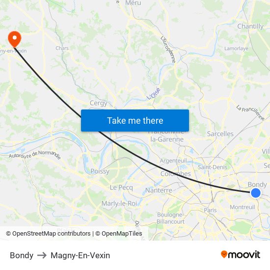Bondy to Magny-En-Vexin map