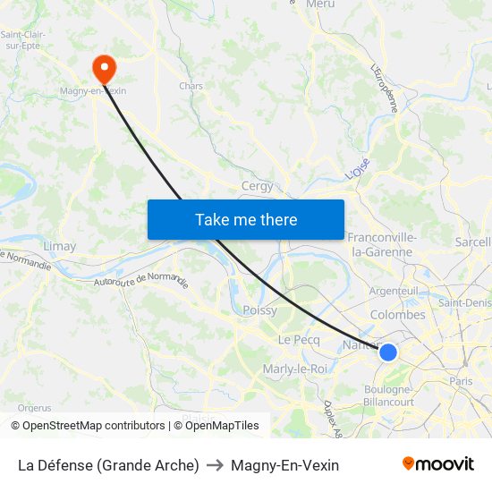 La Défense (Grande Arche) to Magny-En-Vexin map
