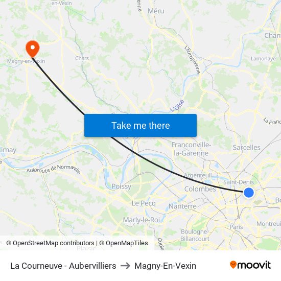 La Courneuve - Aubervilliers to Magny-En-Vexin map