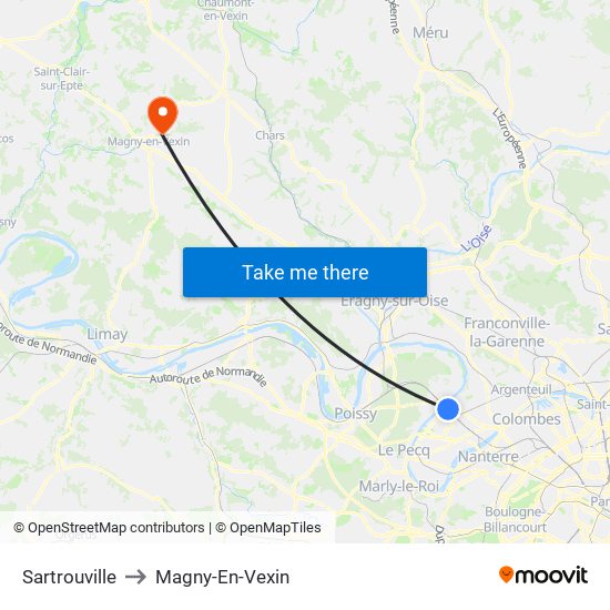 Sartrouville to Magny-En-Vexin map