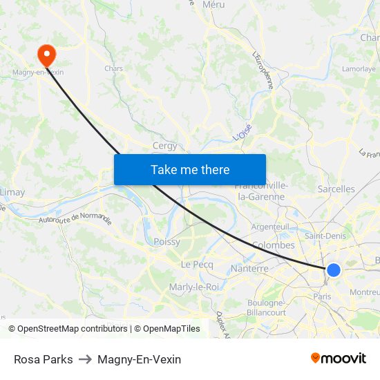Rosa Parks to Magny-En-Vexin map