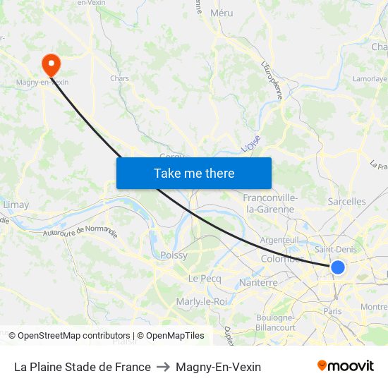 La Plaine Stade de France to Magny-En-Vexin map