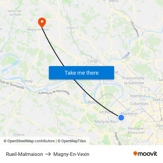 Rueil-Malmaison to Magny-En-Vexin map