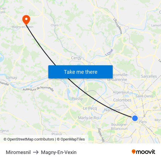 Miromesnil to Magny-En-Vexin map